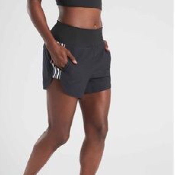 Athleta Pants - ATHLETA black ascender shorts with white stripe detail N26